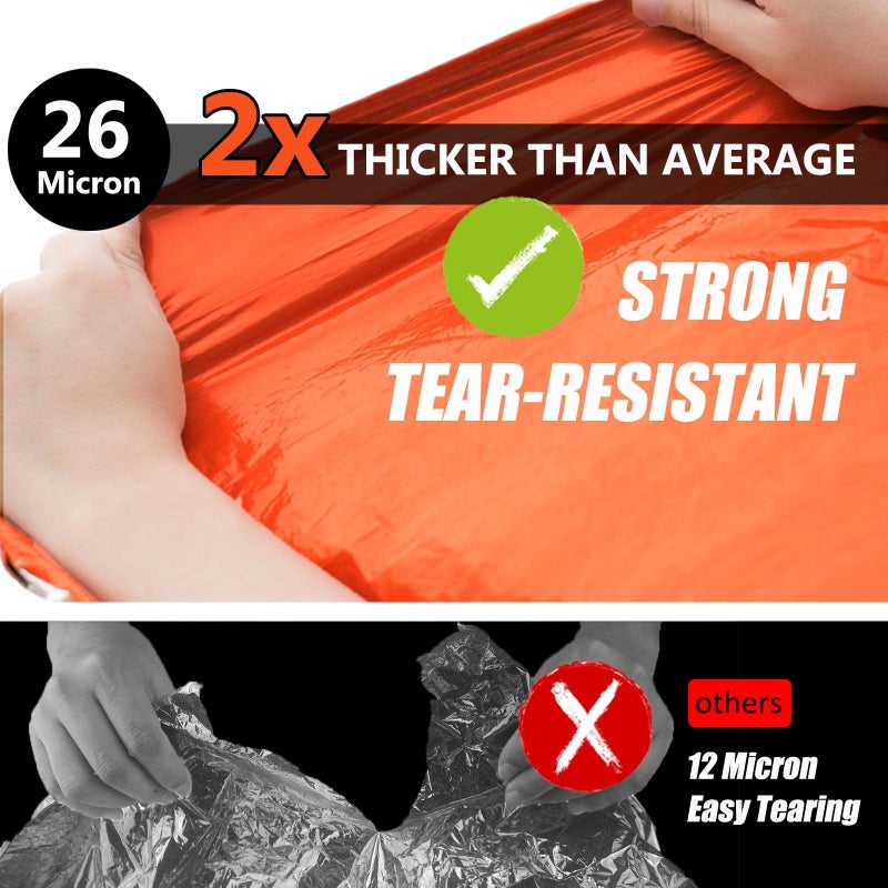Frelaxy Emergency Blanket 2-Pack, Extra-Thick Extra-Large Space Blankets with Whistles, Storage Pouchs, and EVA case - Image 3