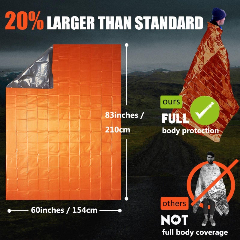 Frelaxy Emergency Blanket 2-Pack, Extra-Thick Extra-Large Space Blankets with Whistles, Storage Pouchs, and EVA case - Image 4