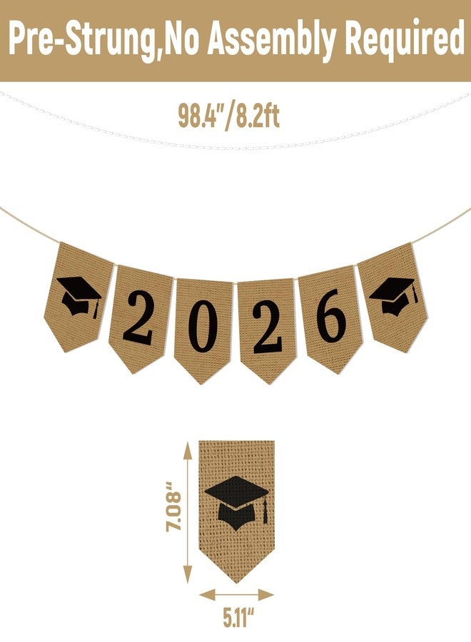 Ramciyo Burlap 2026 Graduation Party Banner Classroom Decoration Class of 2026 Graduation Banner Grad Party Supplies - Image 2