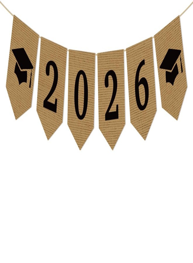 Ramciyo Burlap 2026 Graduation Party Banner Classroom Decoration Class of 2026 Graduation Banner Grad Party Supplies - Image 1