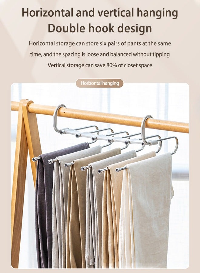 Arabest Magic Pants Hanger Space-saving Wardrobe Hanger 5 Layers 2 Use Multifunctional Pants Rack Solid Metal and Wood Heavy Wardrobe Finishing Rack (one Piece) - Image 4