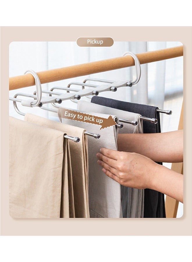 Arabest Magic Pants Hanger Space-saving Wardrobe Hanger 5 Layers 2 Use Multifunctional Pants Rack Solid Metal and Wood Heavy Wardrobe Finishing Rack (one Piece) - Image 3