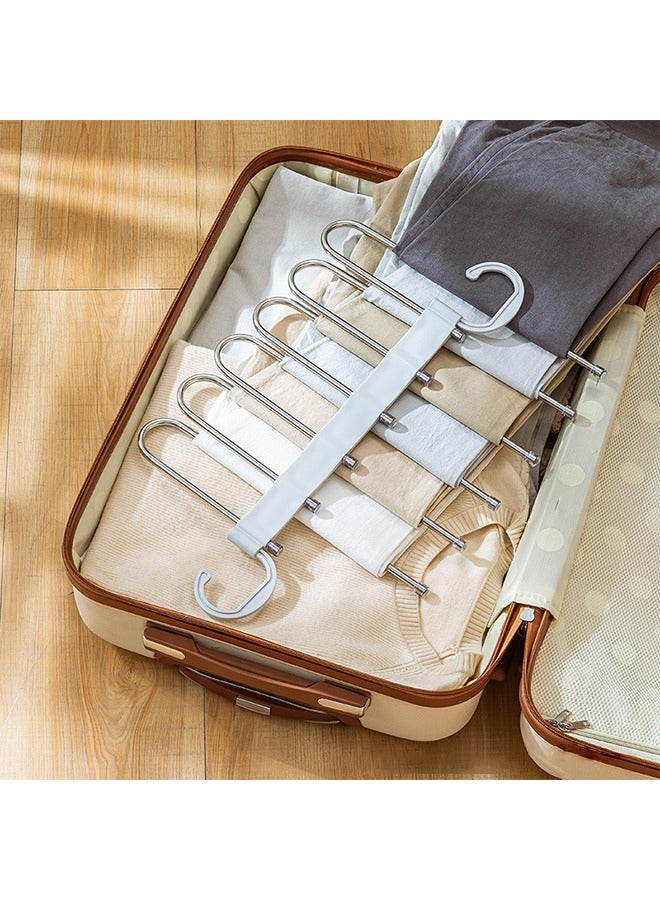 Arabest Magic Pants Hanger Space-saving Wardrobe Hanger 5 Layers 2 Use Multifunctional Pants Rack Solid Metal and Wood Heavy Wardrobe Finishing Rack (one Piece) - Image 5