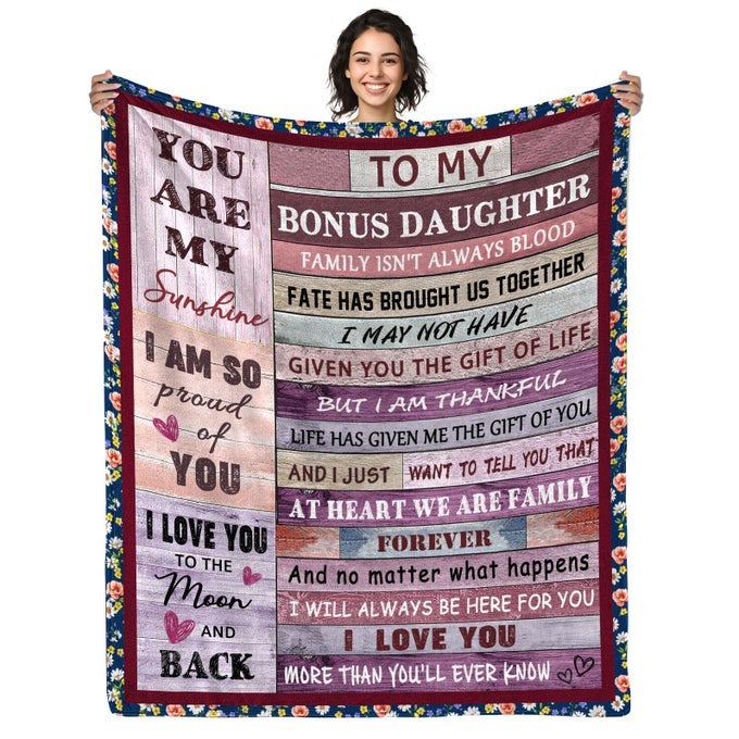BONUS DAUGHTER GIFTS BLANKET STEP DAUGHTER BIRTHDAY GIFTS FROM STEPMOM STEPDAD MOTHERS DAY FOR STEPDAUGHTER THROW BLANKETS 50 X 60
