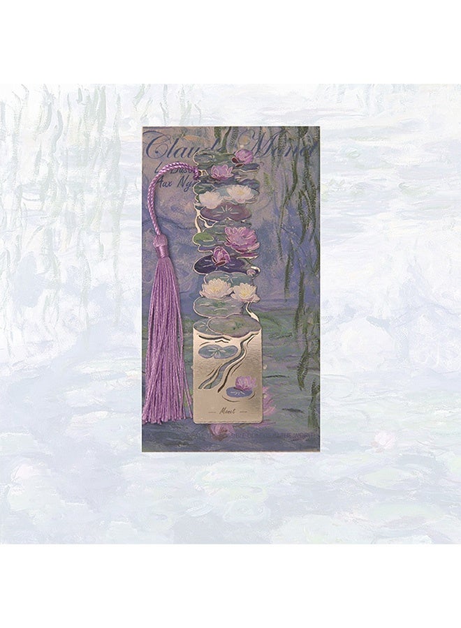 كوانتوم 2 قطعة علامات كتب معدنية مع حزام - علامات كتابة لوحات الزيت: زنابق الماء واليورك، علامات كتابة للفنانين فان غوخ ومونيه، طباعات فنية لمحبي الكتب، للقراء والمكتبات والكتّاب والأطفال والمراهقين والرجال والنساء والبالغين - Image 4
