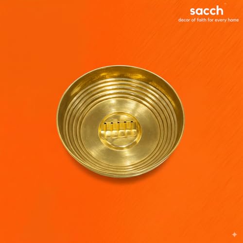 SACCH Pure Brass Agarbatti Stand with 5 Holes | 11.2cm Ash Catcher Tray | Mess-Free Incense Holder for Pooja & Gifting | Small Brass Pooja Accessories (Large ~50g, Pack of 1) - Image 5
