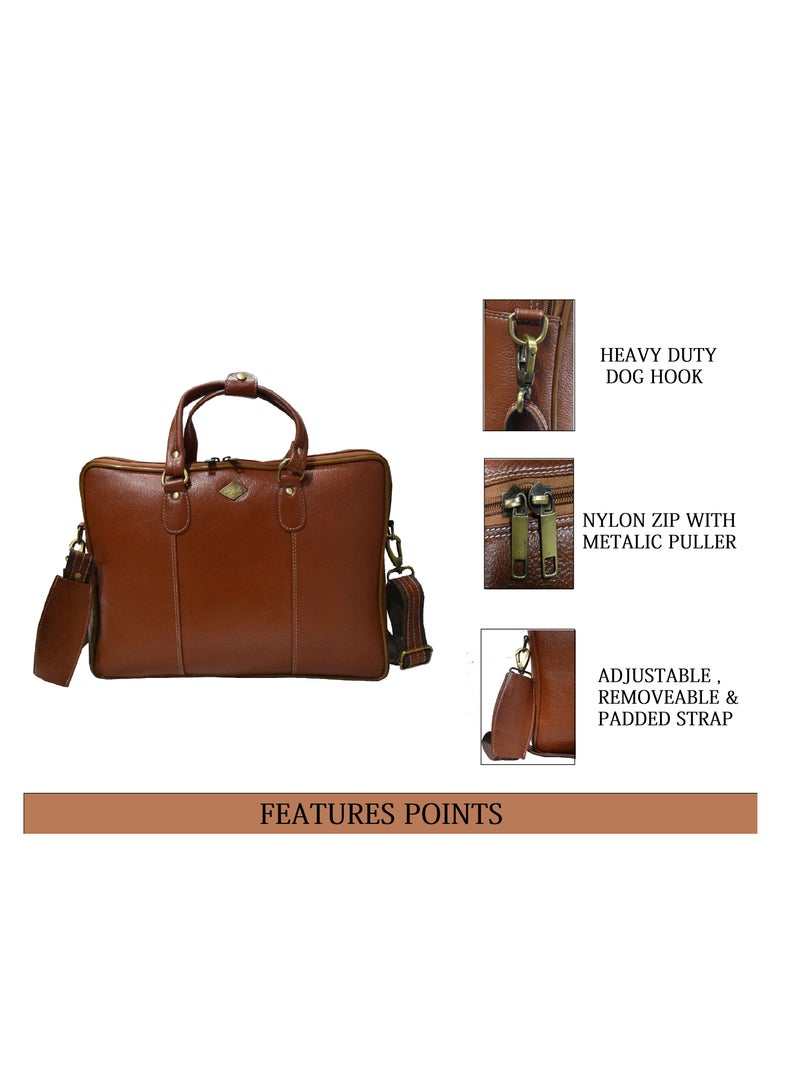 LAVERI LEATHER حقيبة لافيري الأصلية المصنوعة من الجلد البني للكمبيوتر المحمول مقاس 15.6 بوصة  - Image 5