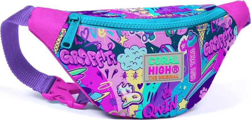 CORAL HIGH Kids Graffiti Patterned Waist Bag 11512