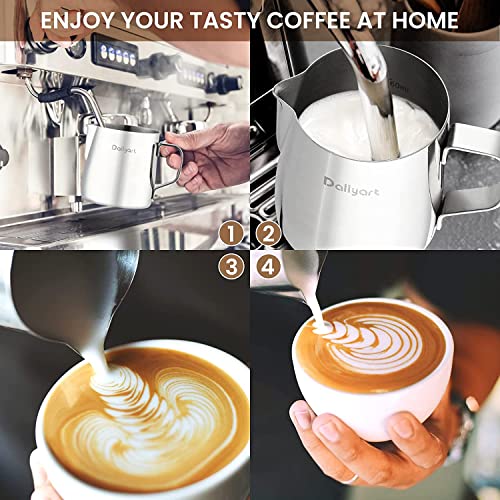 DAILY ART Dailyart Milk Frothing Pitcher 8.5OZ/250ml - 304 Stainless Steel Milk Frother Cup with Special Dripless Spout and Scale, Espresso Machine Accessories, Milk Steaming Pitcher for Cappuccino, Latte Art - Image 4