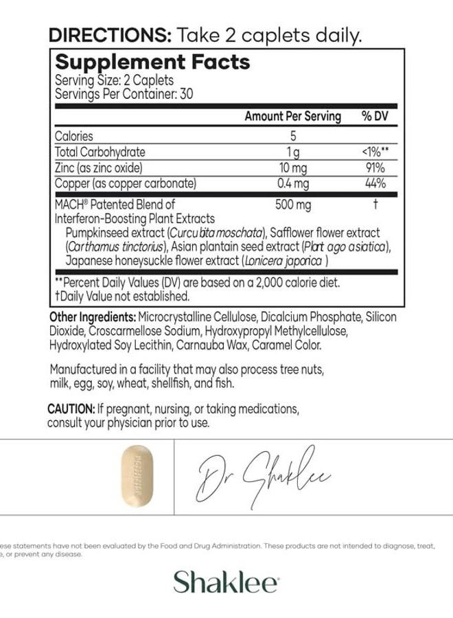 Shaklee NutriFeron® Immune-Boosting Botanical Blend - Developed by Renowned Immunologist - Promotes Healthy Immune Function with Interferon-Boosting Ingredients - Contains Zinc - 60 Caplets - Image 2