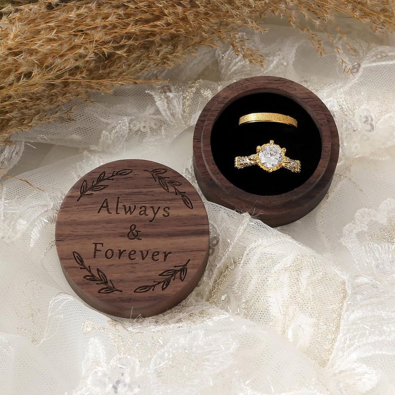 EVBTEIZ Ring Box, Wooden Ring Box for Wedding Ceremony Ring Bearer Box, Engagement Ring Holder Gift for Anniversaries day, Birthday Gift (Always&Forever) - Image 5
