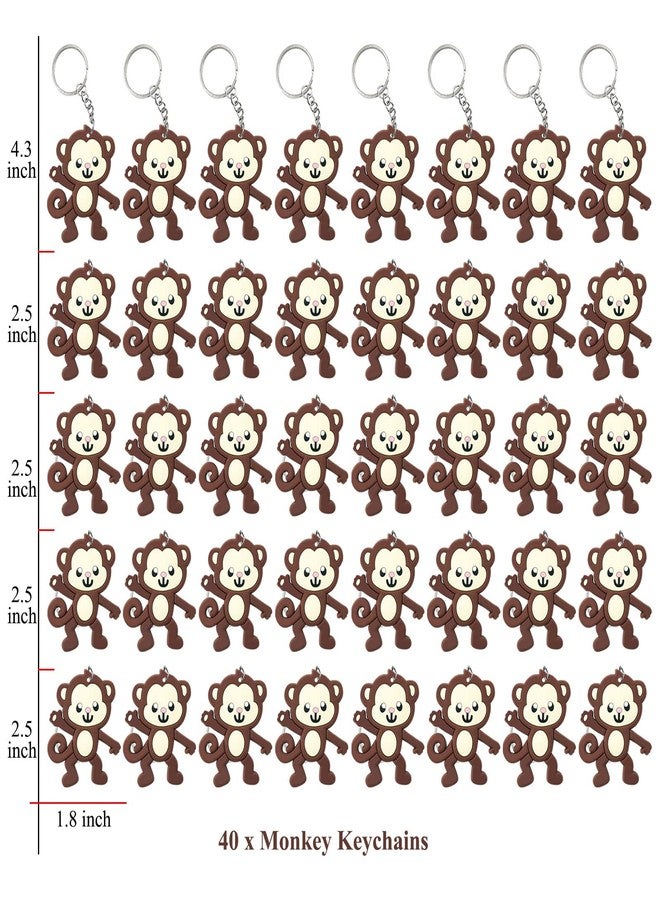 Elecrainbow 40 Pack Monkey Keyring Pack Party Favor for Monkey Lover, Guest Return Gift, Wild Animal Themed Party, Baby Shower, Birthday - Image 2