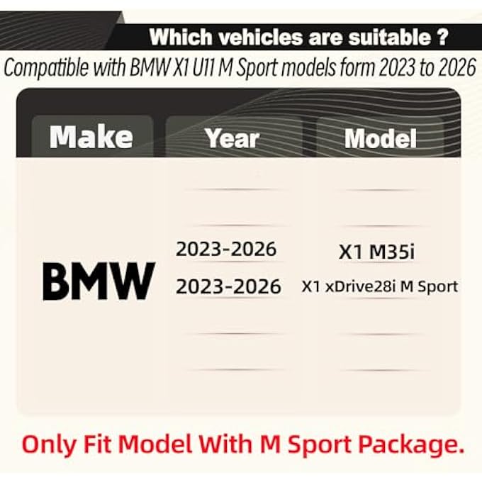 Sts.Ev01 STSEV01 Front Bumper Lip Splitter Spoiler Fit for BMW X1 U11 2023-2026 M35i (M Sport Only), 4pcs Air Dam Chin Body Kit Underbody Lip Accessories Gloss Black - Image 2