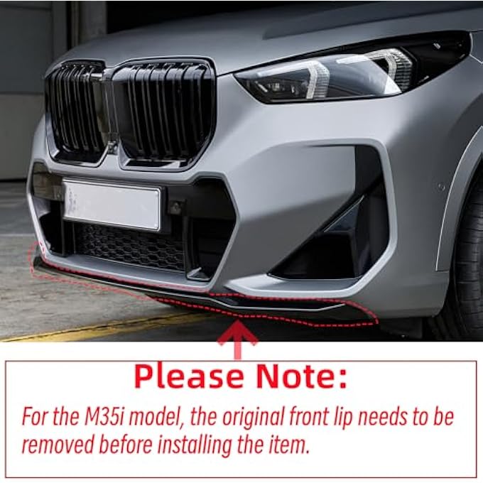 Sts.Ev01 STSEV01 Front Bumper Lip Splitter Spoiler Fit for BMW X1 U11 2023-2026 M35i (M Sport Only), 4pcs Air Dam Chin Body Kit Underbody Lip Accessories Gloss Black - Image 4