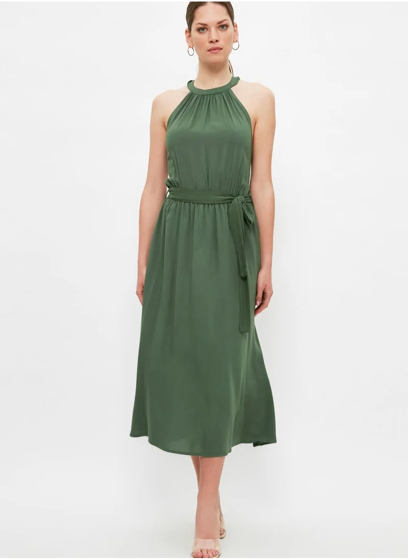 trendyol Halter Neck Pleated Dress