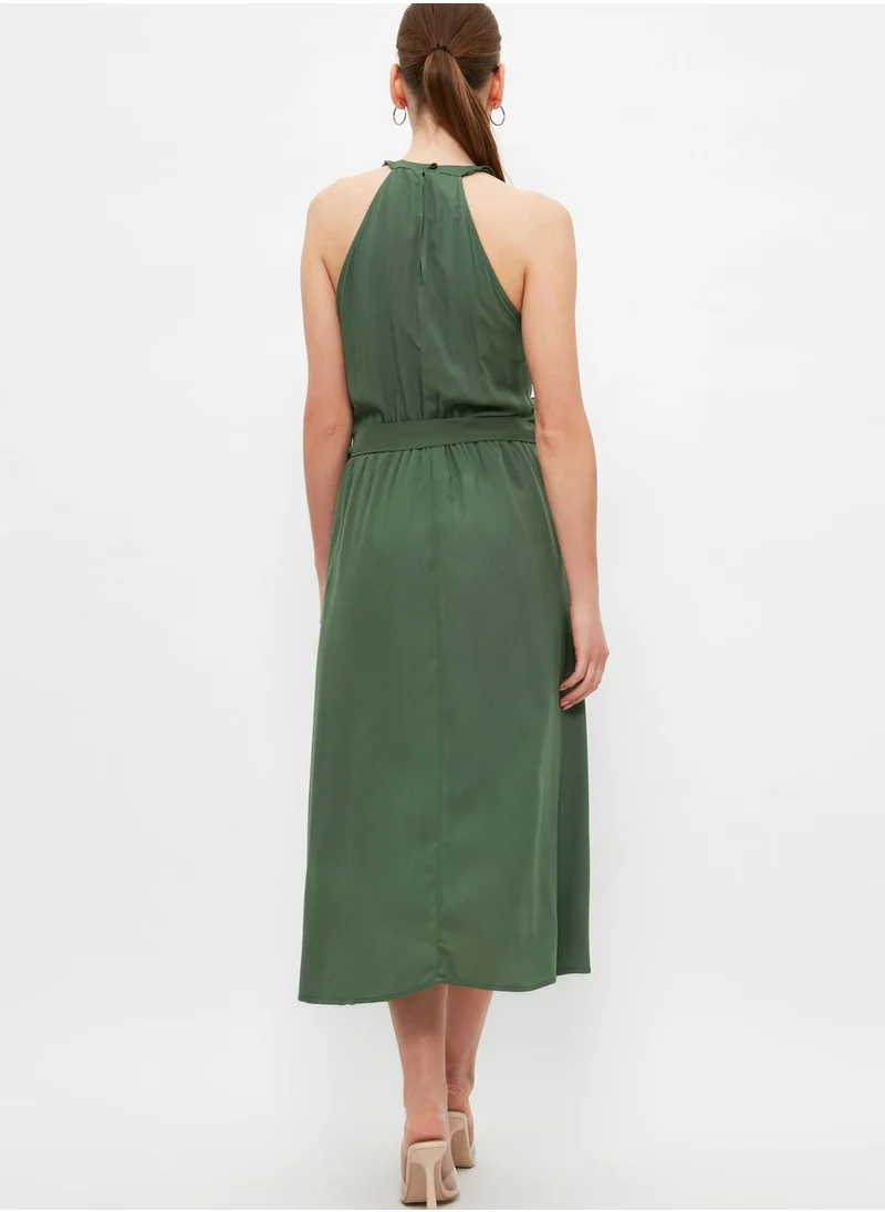 trendyol Halter Neck Pleated Dress