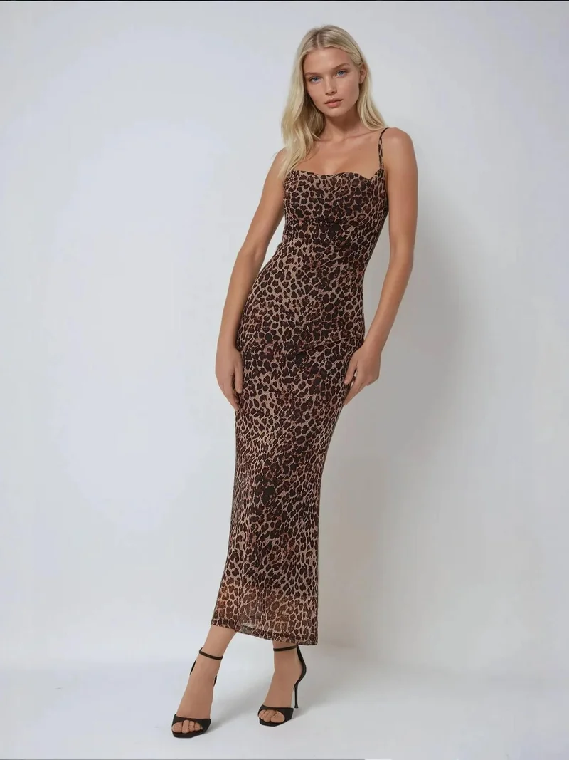 HICCUP Printed Bodycon Maxi Dress
