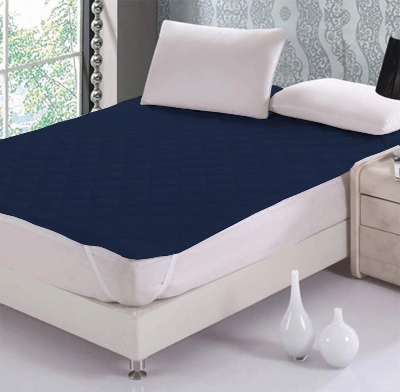 CHICERY Cotton Elastic Strap Quilted Mattress Protector Small Queen Size Water Resistant Breathable Soft and Cool Quilted Bed Cover Elastic Straps on CornersBlueSmall Queen 60x72inch - Image 1