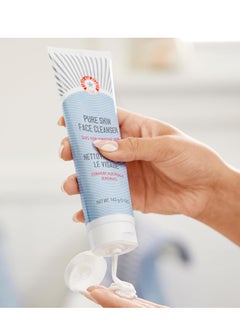 First Aid Beauty First Aid Beauty - Pure Skin Face Cleanser, Effectively Removes Makeup, Dirt, & Impurities, Gentle Cleanser Leaves Skin Soft & Supple, Safe for Sensitive Skin, Fragrance Free, 5 oz + Travel Size, 2ct  - Image 4