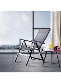 Cloyster Cloyster Garden Chairs Orion with armrests Garden Chairs Foldable Folding Chairs MultiPosition Chair backrest 7Way Adjustable Aluminum textilene Anthracite 