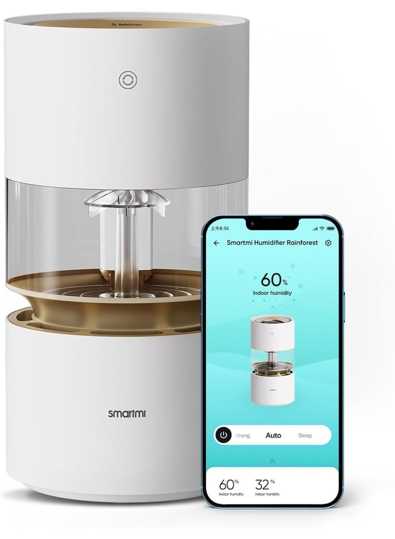 smartmi Evaporative Humidifier Rainforest, 3L Cool No Mist Humidifiers for Bedroom, Visible Raindrops, Top-fill, Air Humidifiers for Baby, Self-Cleani - Image 1