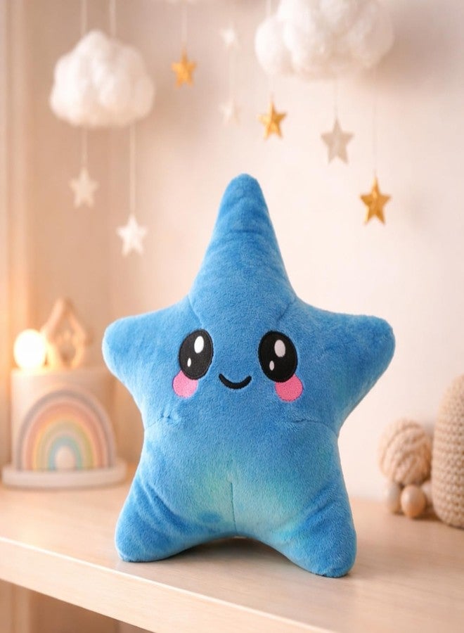 Adhigams Cute Star Plush Toy for Kids Babies Soft Stuffed Cushion Pillow Smiley Design Nursery Decor Boys Girls Ultra Gentle Skin Friendly Fabric Home Bedroom Decorative Item Blue - Image 2