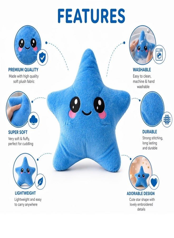 Adhigams Cute Star Plush Toy for Kids Babies Soft Stuffed Cushion Pillow Smiley Design Nursery Decor Boys Girls Ultra Gentle Skin Friendly Fabric Home Bedroom Decorative Item Blue - Image 4