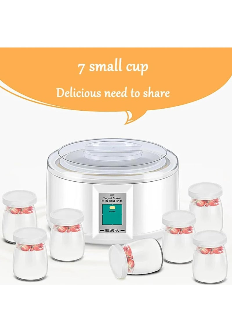 Joyelink 1.5 Litre Electric Yoghurt Fermenter, Fermenter with 7 Yoghurt Cups and Stainless Steel Liner, Thermostatically Controlled, for Homemade Organic Yoghurt - Image 3