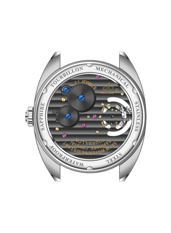 Aesop Tourbillon Skeleton Mechanical Men's Watch Leather Strap Ultra-thin Waterproof Swiss Quality Luxury Wrisch Gift For Husband - Image 1