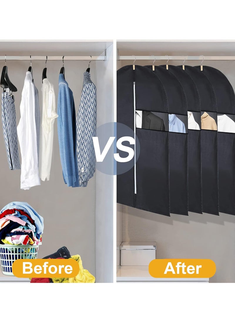 Hanging Garment Bag, Waterproof Garment Covers with Zip, Clear Suit Bags for Travel and Storage, Pack of 6（60cmX150cm）