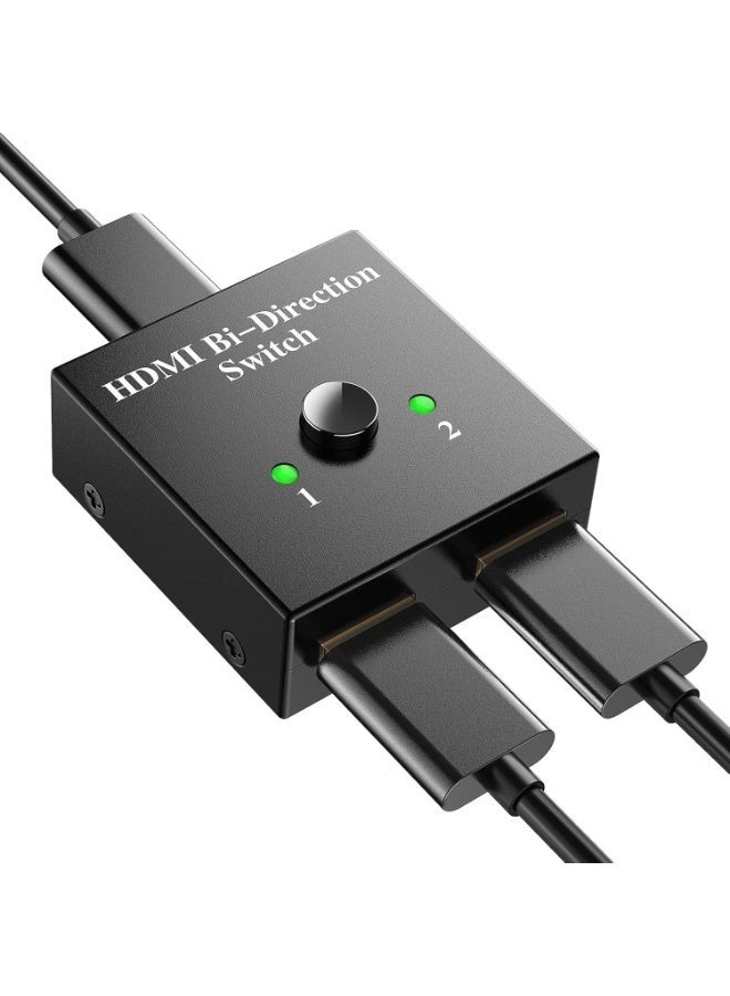 4K 2-Way HDMI Splitter - 1-to-2 or 2-to-1 Ports - Premium Aluminum HDMI Adapter - Supports 3D and 1080p - Compatible with Gaming Consoles, Receivers, and HDTVs - Gray - Image 1