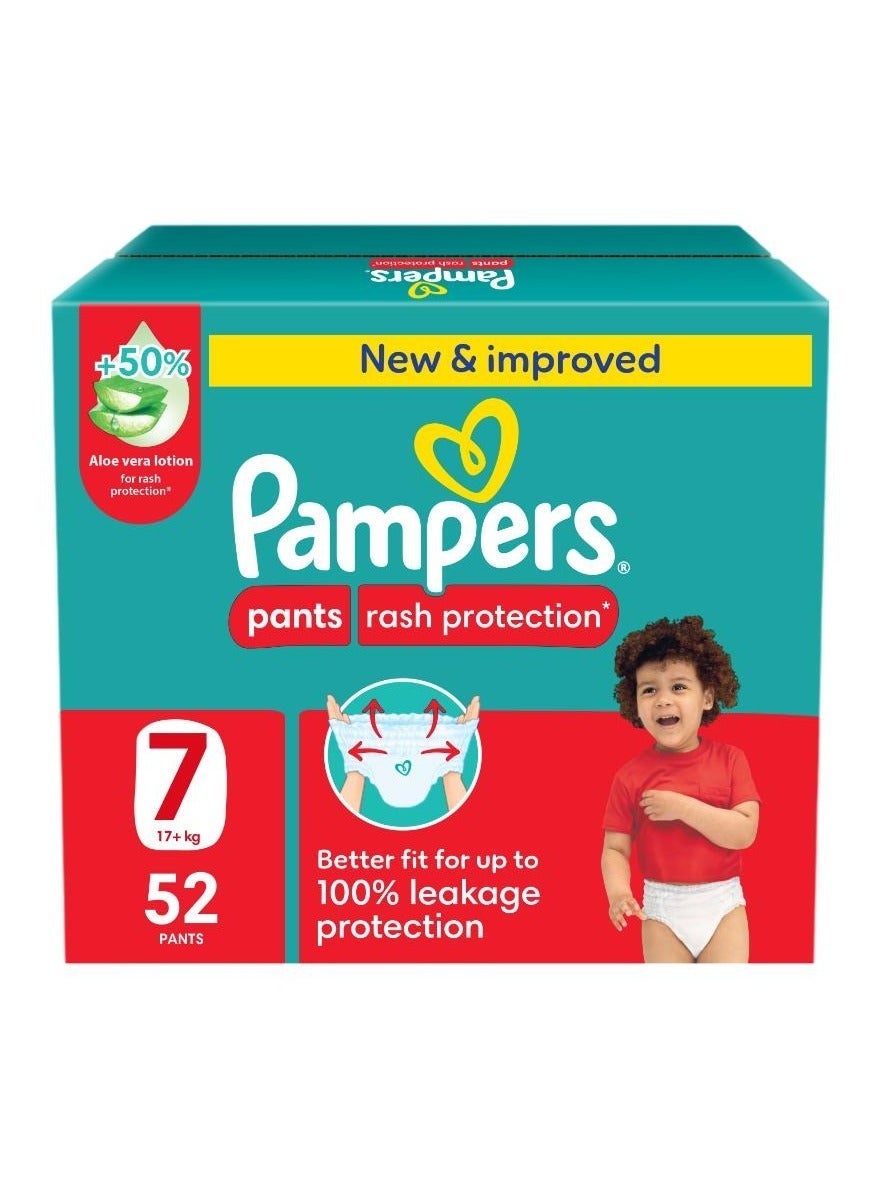Pampers Rash And Leakage Protection Size 7 17+kg Pants Diapers With Aloe Vera Lotion Jumbo Box