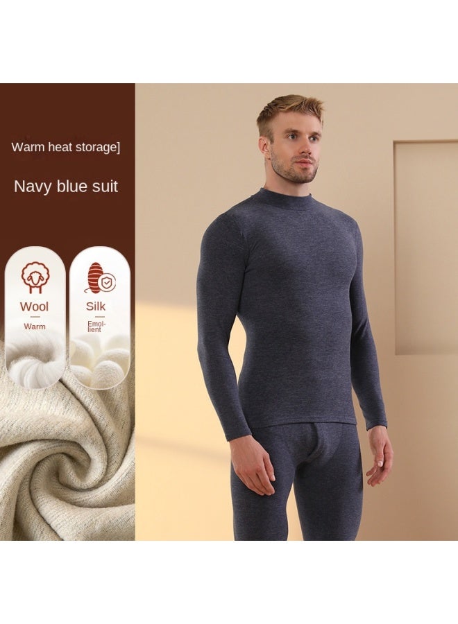 ملابس داخلية حرارية من الصوف والحرير للنساء، مجموعة من القمصان والسراويل الحرارية مبطنة بالفليس، طبقة أساسية للرجال مع فليس ودفء سميك لخريف وشتاء - Image 1