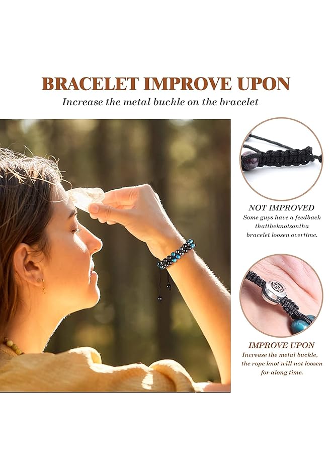 erorex Triple Protection Bracelet For Protect And Balance Energy Crystal Bracelets For Men Women Bring Good Luck And Prosperity Tiger Eye Hematite And Black Obsidian Jewelry Natural Stone Healing Bracelet