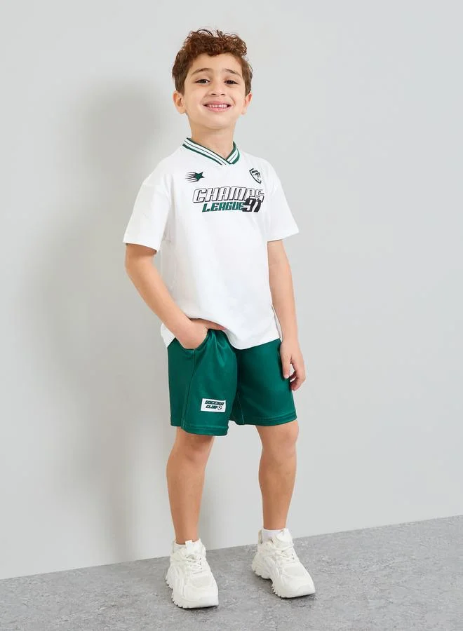 Styli Boys V Neck Sports Jersey T-Shirt and Shorts Set