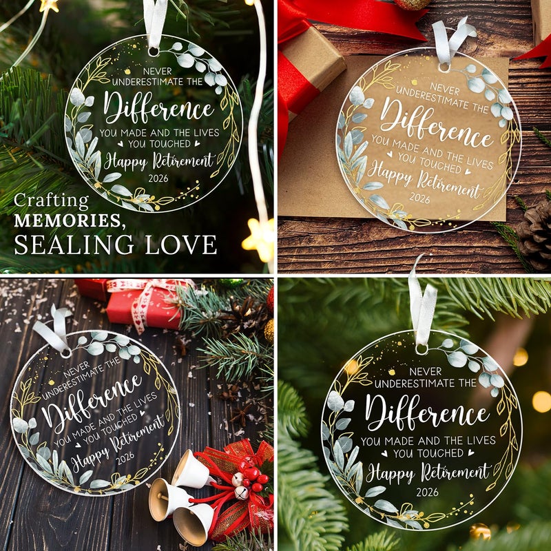 HEXMOZ Retirement Gift for Woman - Retirement Gifts for Women, Men 2026 - Retired Ornament 2026 - Retired Gift for Coworker, Boss, Employee, Teacher, Nurse, Woman, Man - Acrylic Christmas Ornament - Image 5