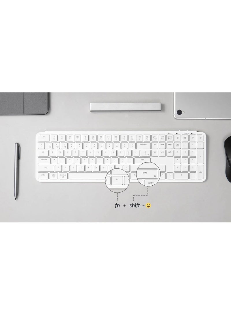 Keychron كيبورد كيه كرون B6 برو فائق النحافة اللاسلكي، بحجم كامل ZMK مع لوحة مفاتيح رقمية، كتابة هادئة، 2.4 جيجاهرتز/بلوتوث 5.2/اتصال سلكي، عمر بطارية طويل، متوافق مع ماك ويندوز لينوكس - أبيض عاجي - Image 3