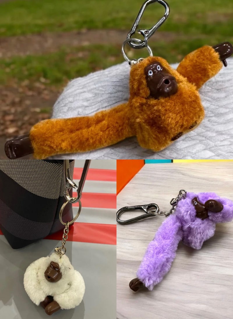 نون فلاور عدد ثلاث ميداليات مفاتيح متعددة الألوان بتعليقات قرود - Image 1