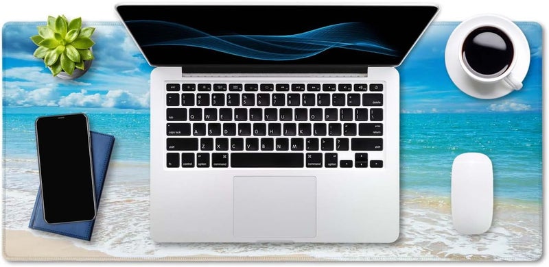 SSOIU Gaming Mouse Pad, Extended Mouse Pad, 35.5x15.7inch XXL Large Big Computer Keyboard Mouse Mat Desk Pad with Non-Slip Base and Stitched Edge for Home Office Gaming Work, Beaches Sunny Day - Image 4
