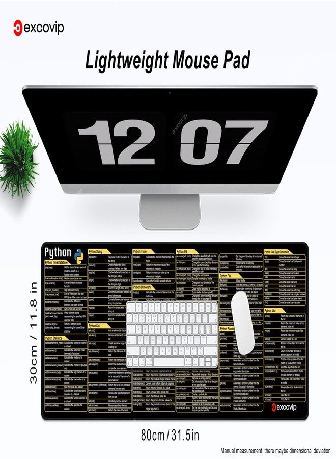 excovip Python Commands Shortcuts Mouse Pad -80x30x0.2 cm Extended Large Cheat Sheet Mousepad PC Office Spreadsheet Keyboard Mouse Mat Non-Slip Stitched Edge 0306 - Image 2