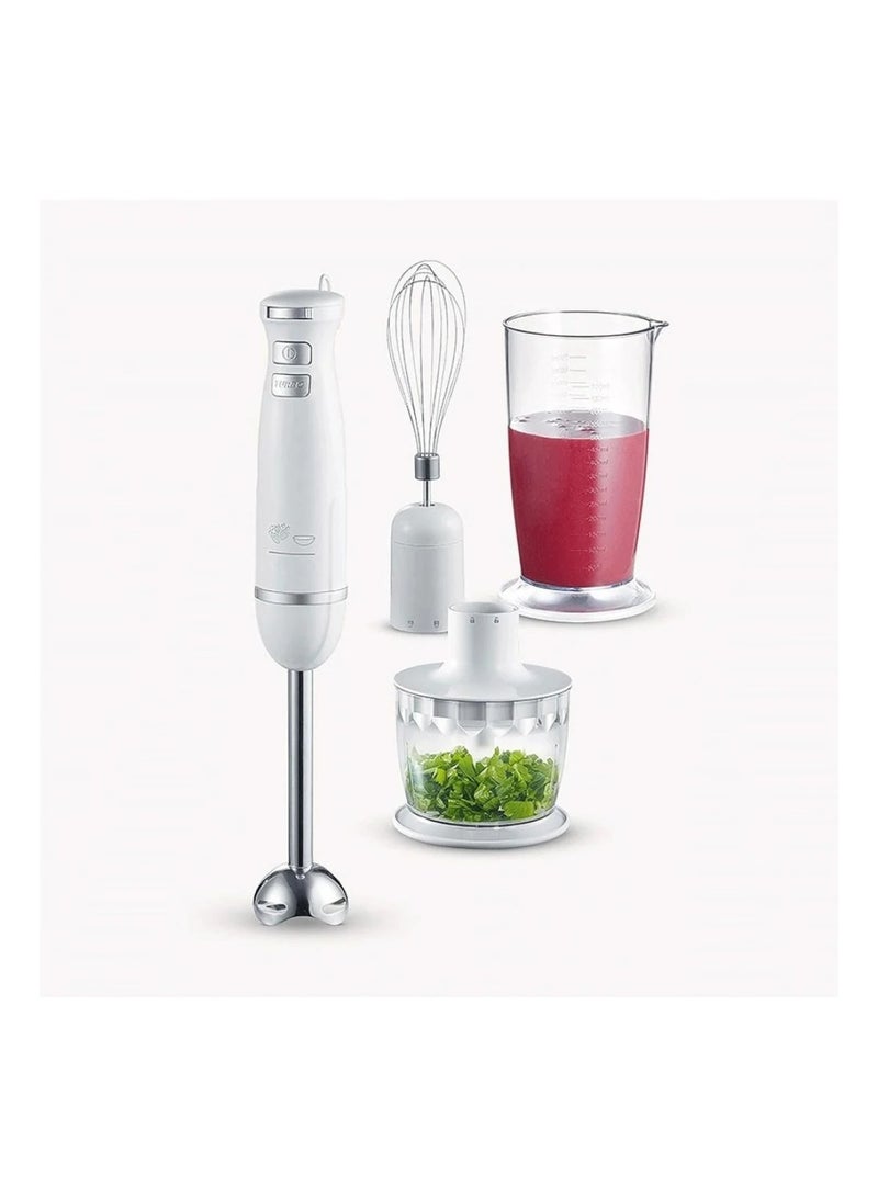 دينكس خلاط يدوي كهربائي 4 في 1 من دينكس، خلاط غاطس بقوة 400 واط مع مفرمة بسعة 500 مل، وخفاقة، وكوب قياس بسعة 700 مل، وتحكم مزدوج في السرعة، وشفرات ثلاثية مطلية بالتيتانيوم، طراز DX3211 (أبيض) - Image 4
