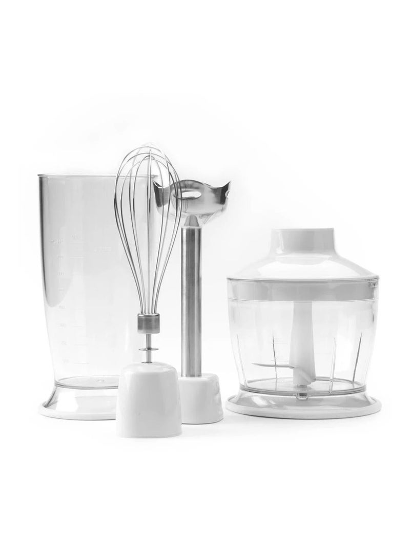دينكس خلاط يدوي كهربائي 4 في 1 من دينكس، خلاط غاطس بقوة 400 واط مع مفرمة بسعة 500 مل، وخفاقة، وكوب قياس بسعة 700 مل، وتحكم مزدوج في السرعة، وشفرات ثلاثية مطلية بالتيتانيوم، طراز DX3211 (أبيض) - Image 1