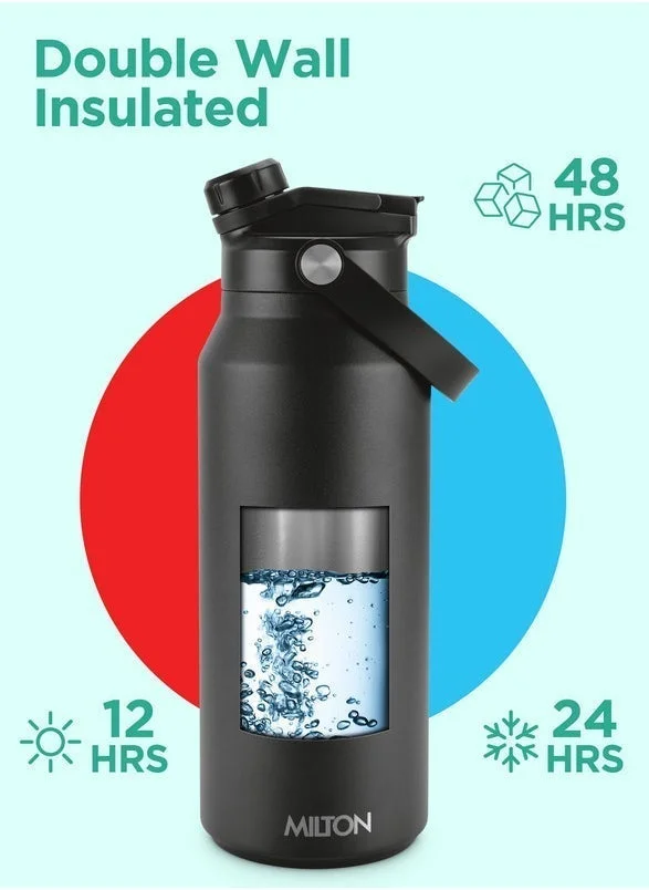 Milton MILTON 1180ml Vacuum Insulated Water Bottle with Straw Lid - 2 lids included, Keeps Drinks Hot and Cold, 18/8 Stainless Steel, Double-Walled Flask with Inner Copper Coating - Sports - Ultrasip - Blue