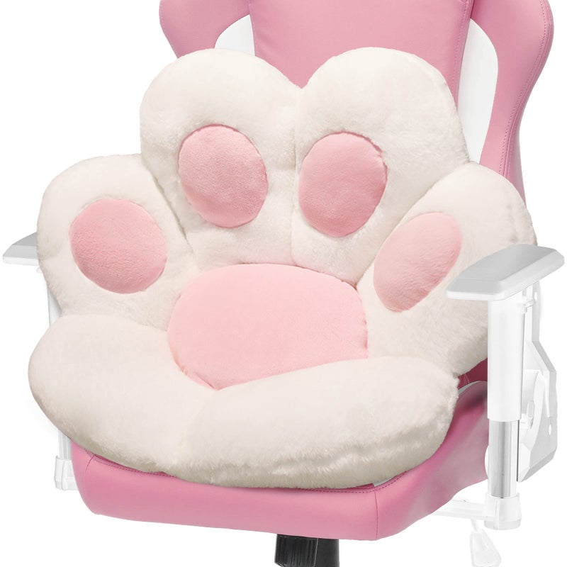 ELFJOY Cat Paw Cushion Comfy Plush Chair Cushions for Office Computer Gaming Chairs Soft Cute Floor Pillow for Dining Room Bedroom Decor 276 x 315 White