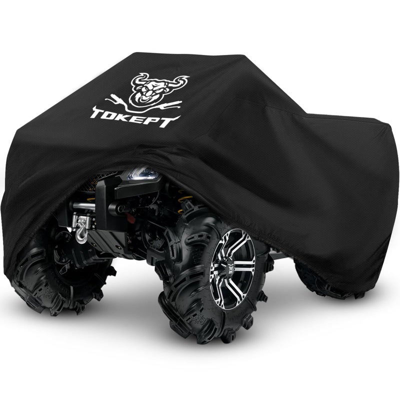 Tokept ATV Cover Heavy Duty Black Waterproof Oxford Fabric Protective 4 Wheeler Quad Cover for 82 Kawasaki Honda Polaris Yamaha 82L x 47W x 45H