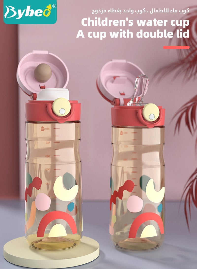 بيبو زجاجة ماء للأطفال من PPSU مع قشاط وفوهة، زجاجة شرب للأطفال مع حزام قابل للإزالة، كوب شرب للأطفال، خالية من مادة البيسفينول أ، مانعة للتسريب بتصميم كرتوني رياضي للرحلات والمدرسة، 480 مل، اللون الأخضر - Image 2