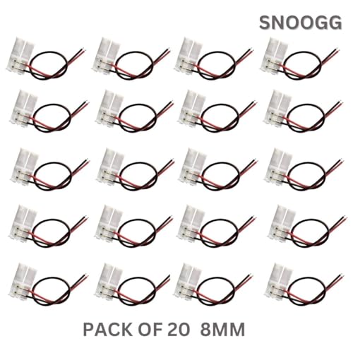 SNOOGG 20 Pack 2-Pin 8 mm with 16 CM 2 core 18 Guage Wire LED Light Strip Corner Connectors, Solderless and Gapless Adapter Terminal for Flexible LED Light Strip Connectors led strip Adapter Extension - Image 5