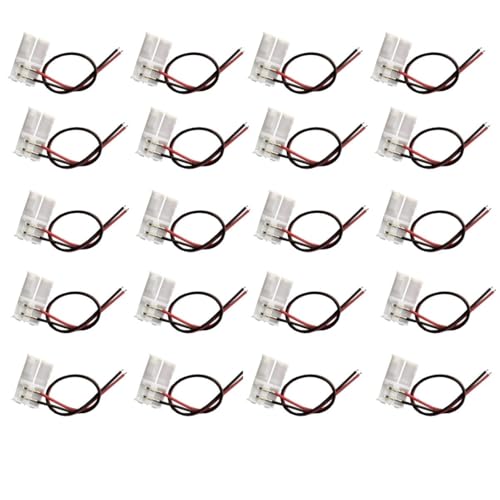 SNOOGG 20 Pack 2-Pin 8 mm with 16 CM 2 core 18 Guage Wire LED Light Strip Corner Connectors, Solderless and Gapless Adapter Terminal for Flexible LED Light Strip Connectors led strip Adapter Extension - Image 1
