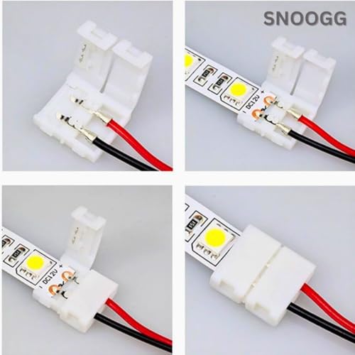 SNOOGG 20 Pack 2-Pin 8 mm with 16 CM 2 core 18 Guage Wire LED Light Strip Corner Connectors, Solderless and Gapless Adapter Terminal for Flexible LED Light Strip Connectors led strip Adapter Extension - Image 2