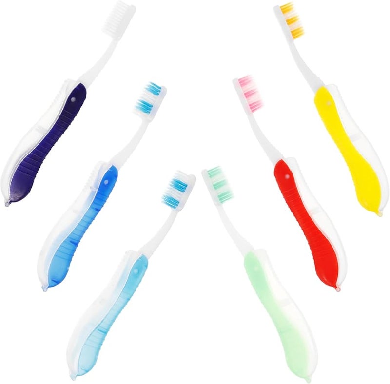 6pcs Portable Travel Toothbrush Set Soft Bristles Folding Compact Design - Image 2